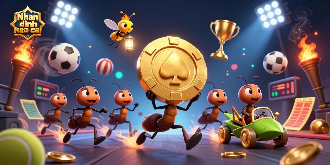 Experience the thrill of sports betting with Nhan dinh keo nha cai in this vibrant 3D illustration.