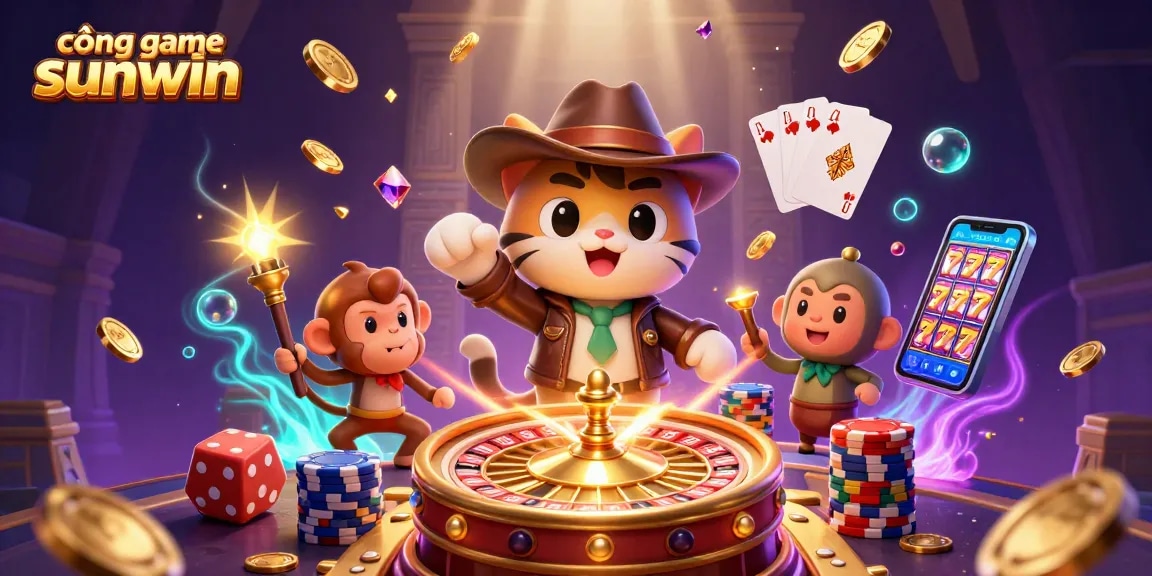 Experience the excitement of cổng game sunwin with vibrant casino-themed adventure art.