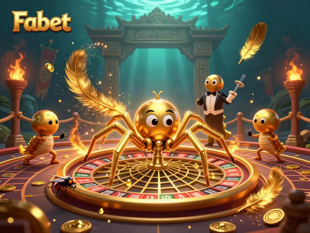 Fabet spins the roulette wheel with excitement, showcasing a vibrant 3D casino experience.
