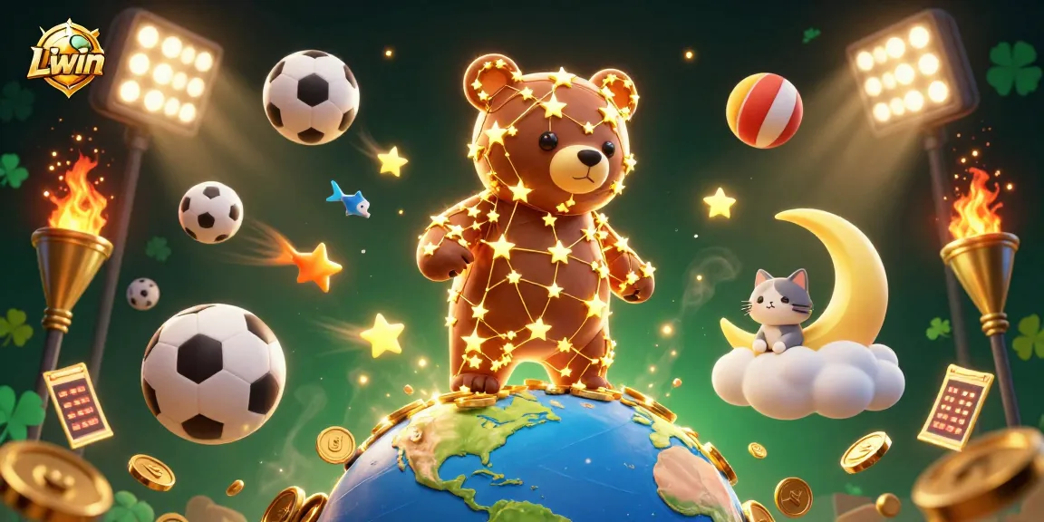 Experience Llwin's thrilling casino action surrounded by dynamic 3D sports elements and golden treasures.