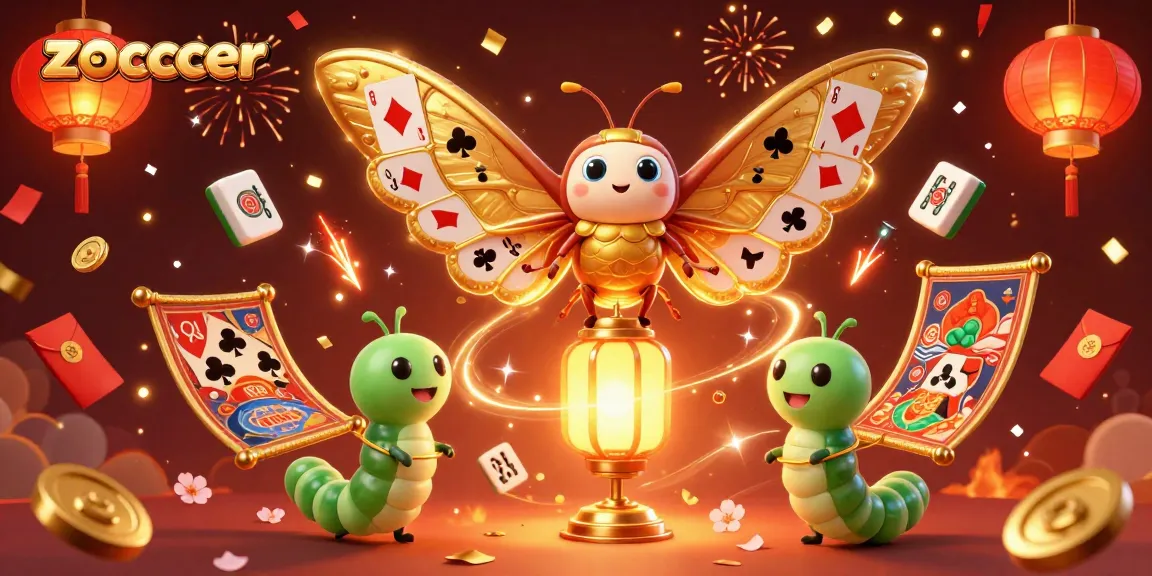Zoccer's vibrant casino experience comes alive with golden butterfly and gaming elements.