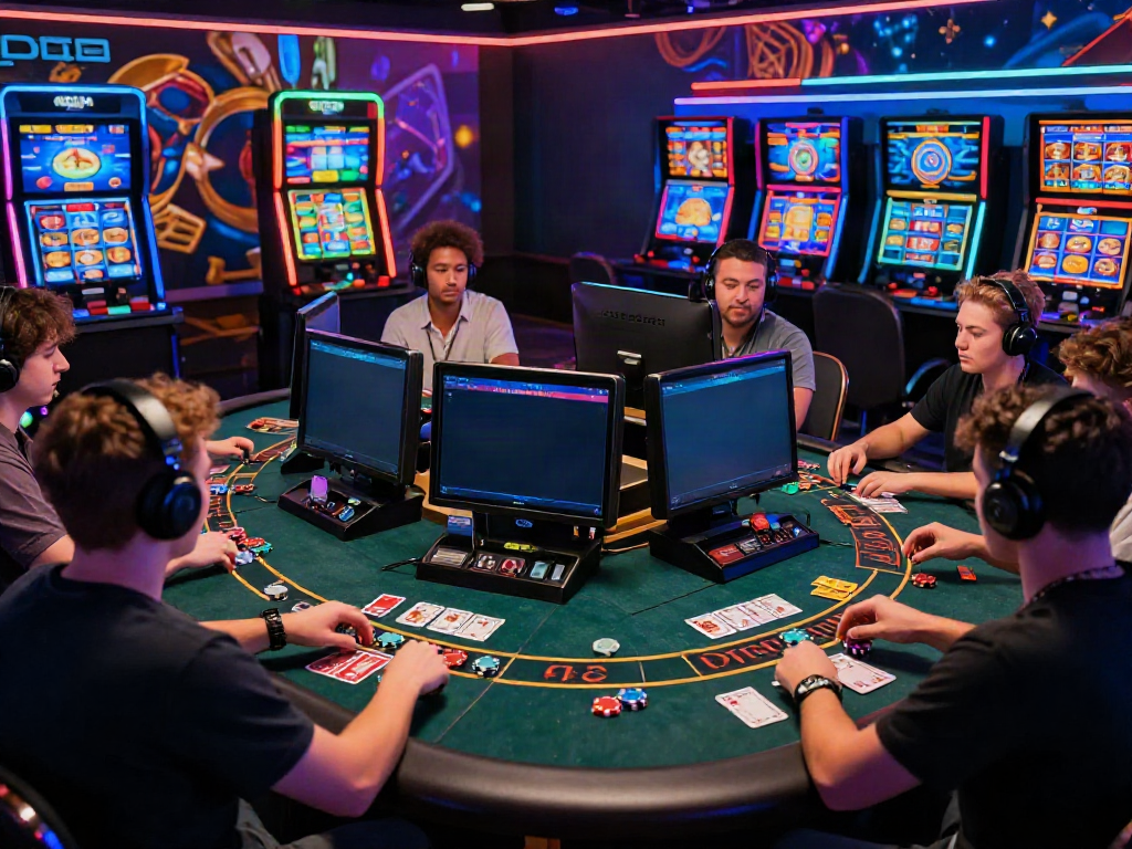 Players immersed in a vibrant online casino experience using 1da88.it.com, showcasing excitement and engagement.