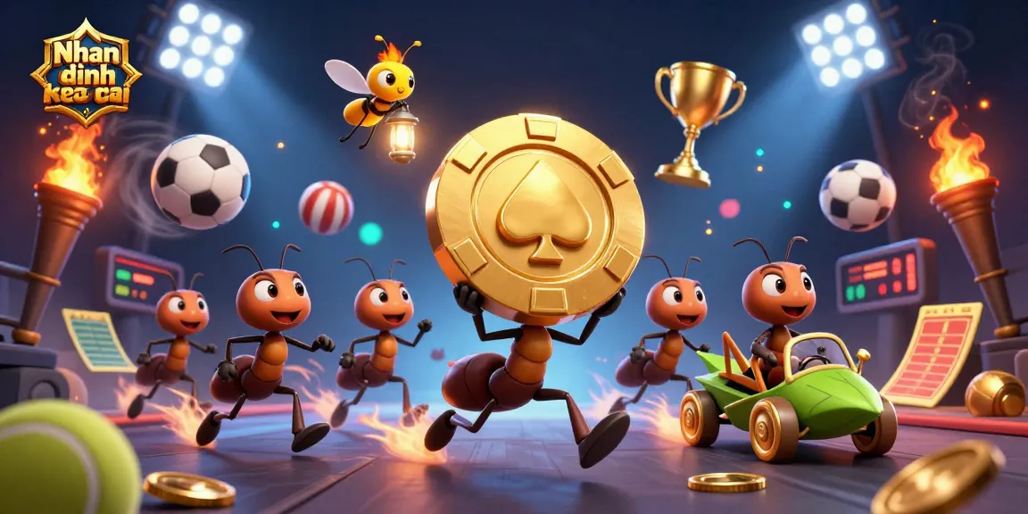 Experience the thrill of sports betting with Nhan dinh keo nha cai in this vibrant 3D illustration.