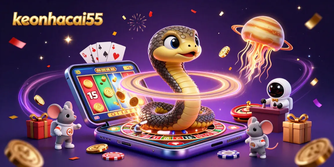 Experience the thrilling action of keonhacai55 with vibrant 3D casino-themed characters and elements.