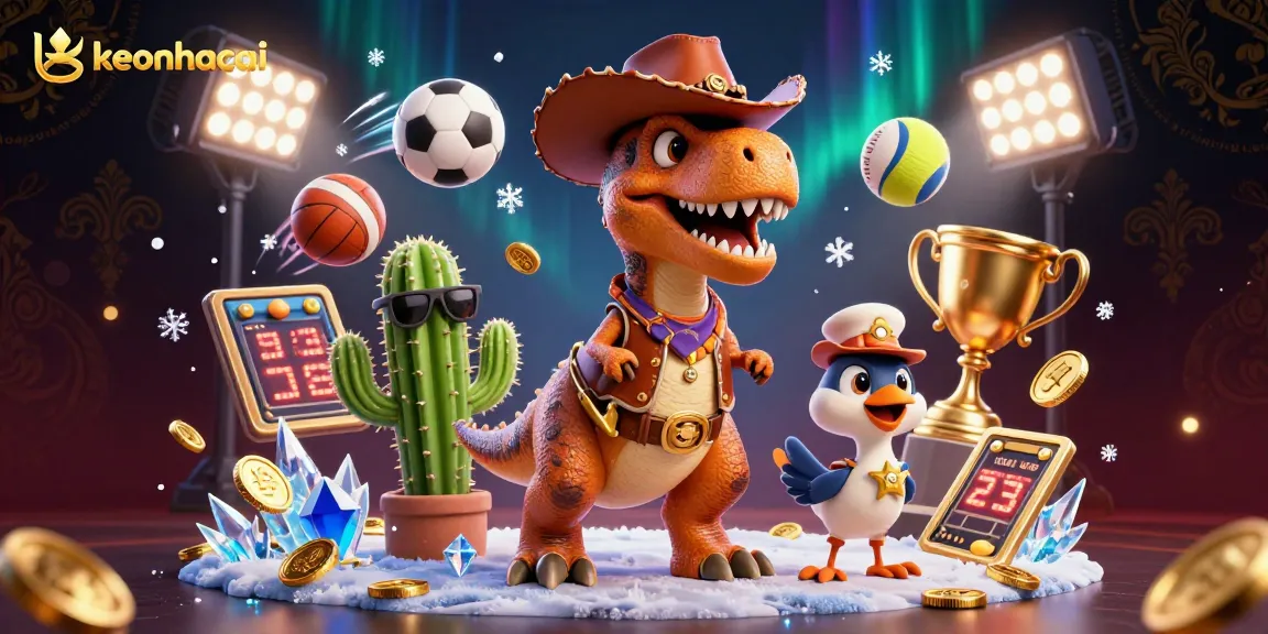 Engage with keonhacai as the cowboy dinosaur and friends explore exciting sports betting elements.